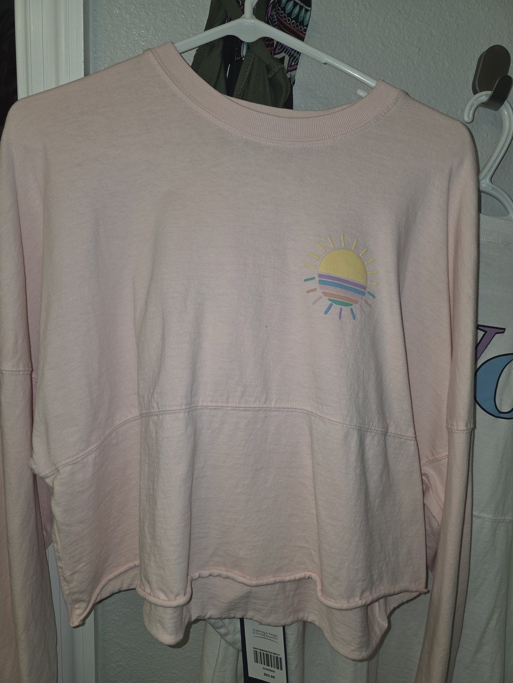 Women's Pink Sun Graphic Cropped SeaWorld Long Sleeve